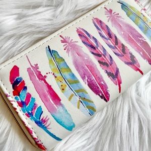 NWOT Unbranded Boho Double Sided Painted Feather Wallet